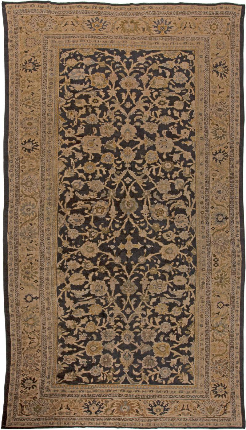 Antique Persian Sultanabad Botanic Handmade Wool Rug