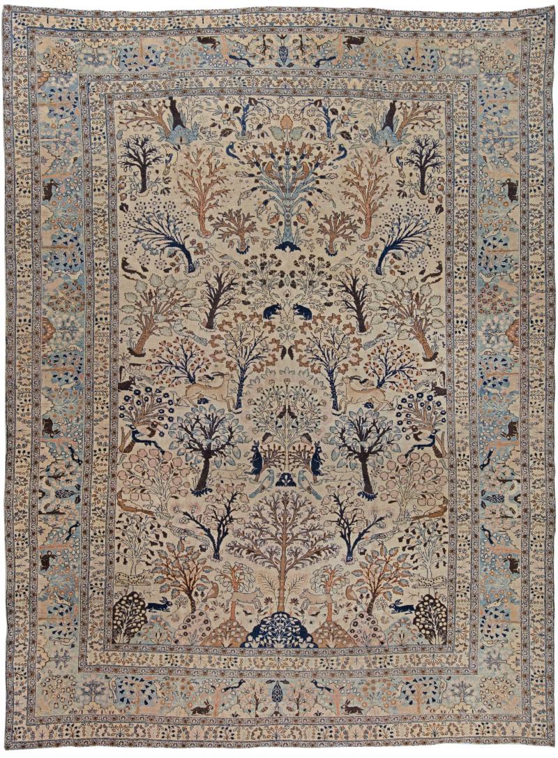 Antique Persian Tabriz Animal Design Carpet