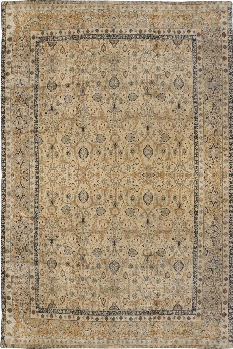 Antique Persian Tabriz Beige Handwoven Wool Rug