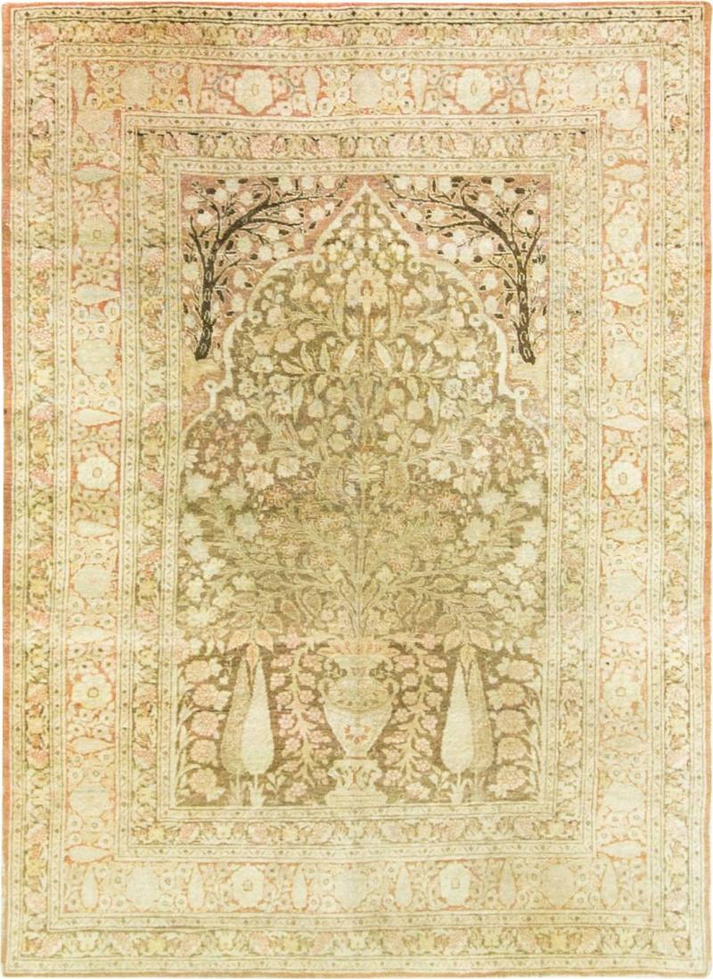 Antique Persian Tabriz Hajji Jalil Rug Very Fine Tree of Life Design