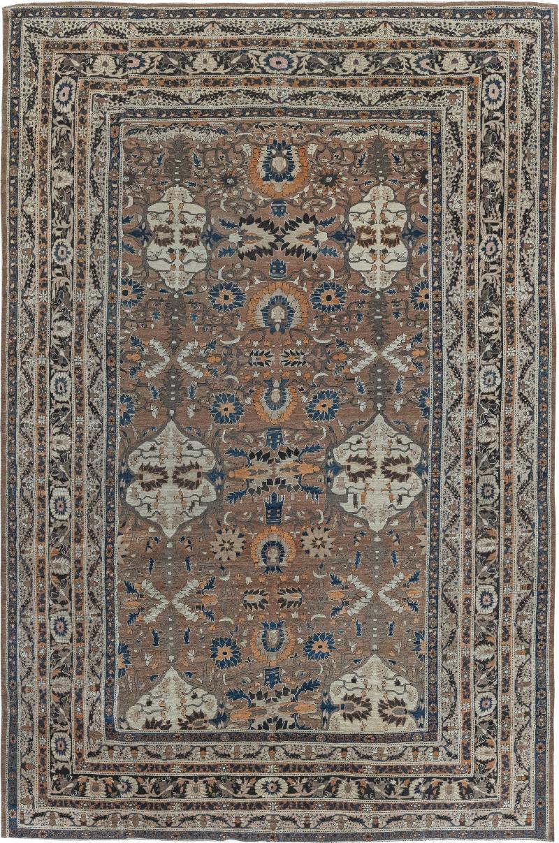 Antique Persian Tabriz Handmade Wool Carpet Size Adjusted 