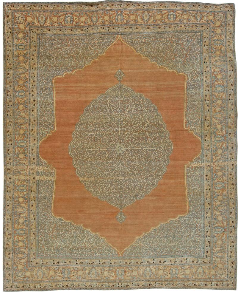 Antique Persian Tabriz Handmade Wool Rug