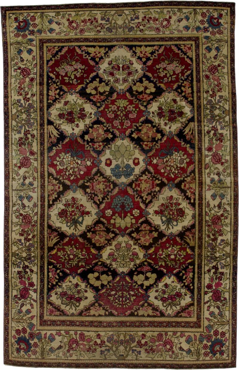 Antique Persian Tehran Rug 4 6 x 7 0 