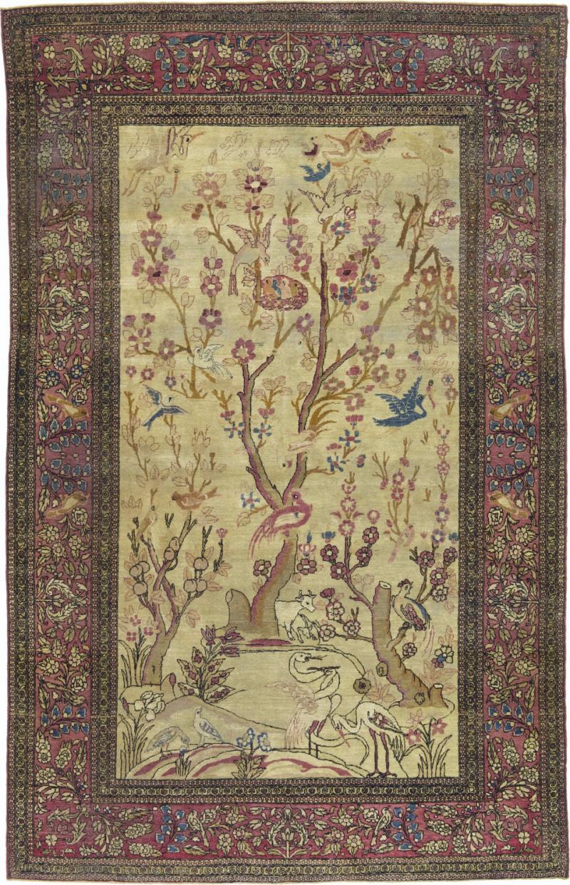Antique Persian Tehran Rug 4 6 x 7 0 