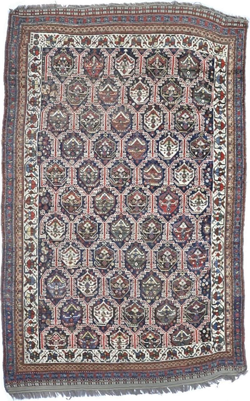 Antique Persian Tribal Khamseh Rug 52 x 8 x 2 