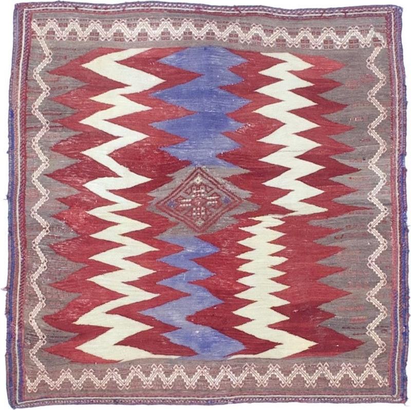 Antique Persian Tribal Kilim Rug 3 9 x 3 10 