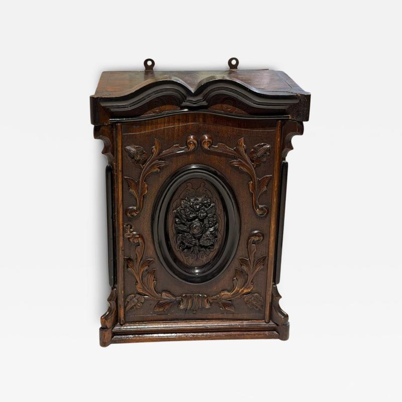 Antique Petite Mahogany Ebony Victorian Wall Cabinet