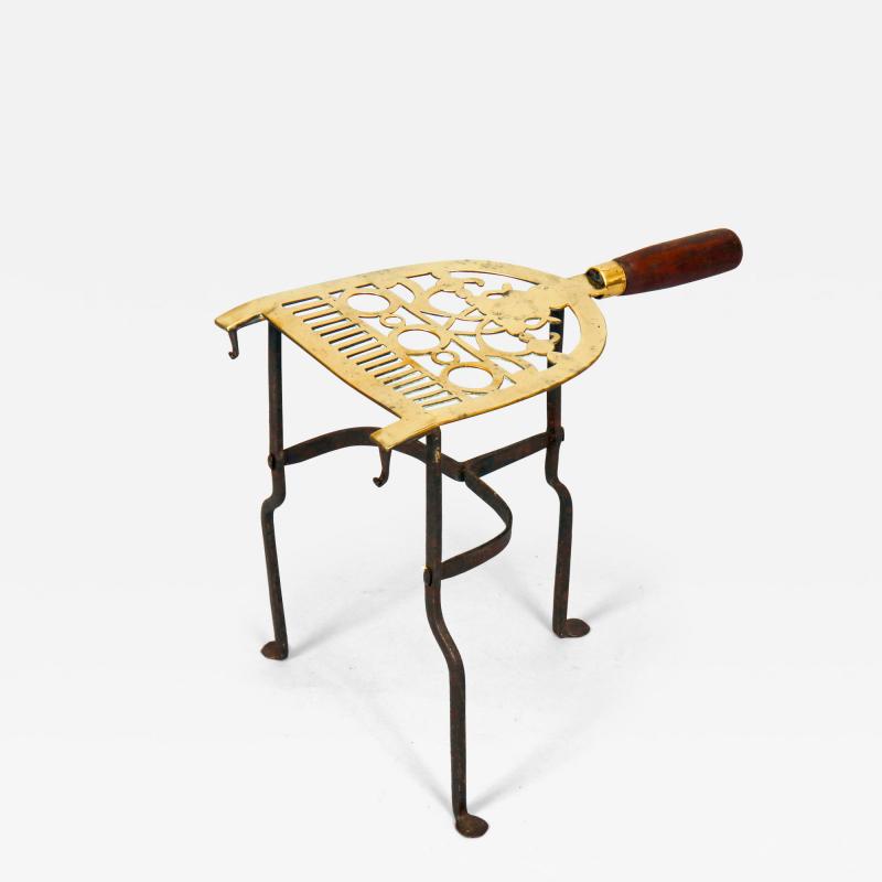 Antique Pierced Brass and Iron Trivet