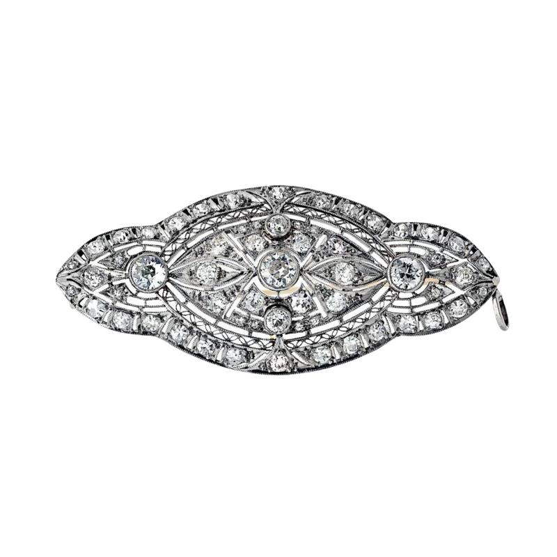 Antique Platinum 3 00cttw Diamond Brooch