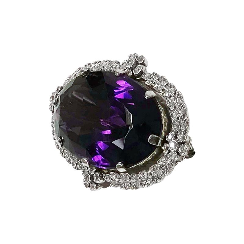 Antique Platinum Amethyst Diamond Brooch Pendant English C 1910