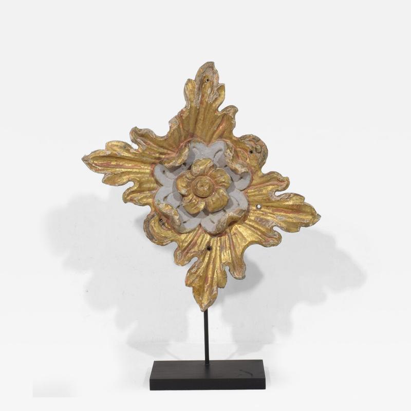 Antique Portuguese Baroque Carved Wooden Ornament Circa 1750