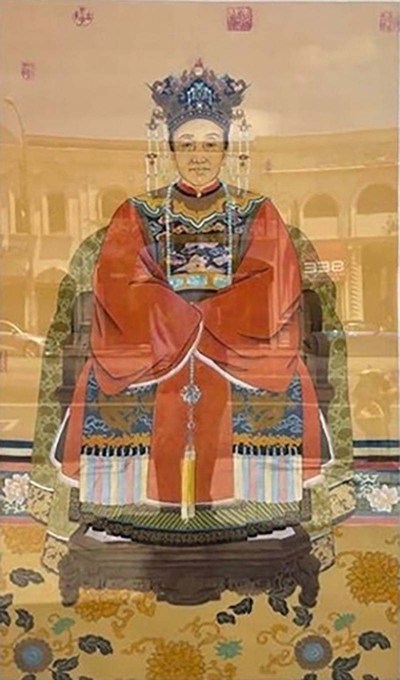 Antique Qing Dynasty Chinese Ancestor Life Size Female Portrait Painting