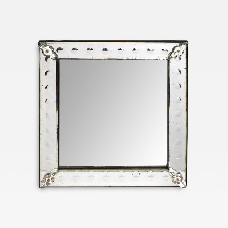 Antique Rectangular Venetian Etched Mirror ex collection Joan Rivers Estate