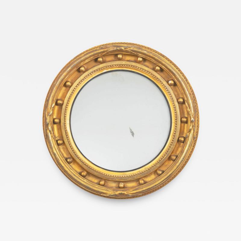 Antique Regency Giltwood Convex Mirror