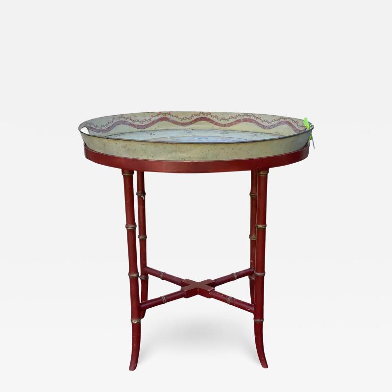 Antique Regency Scenic Tole Tray Table