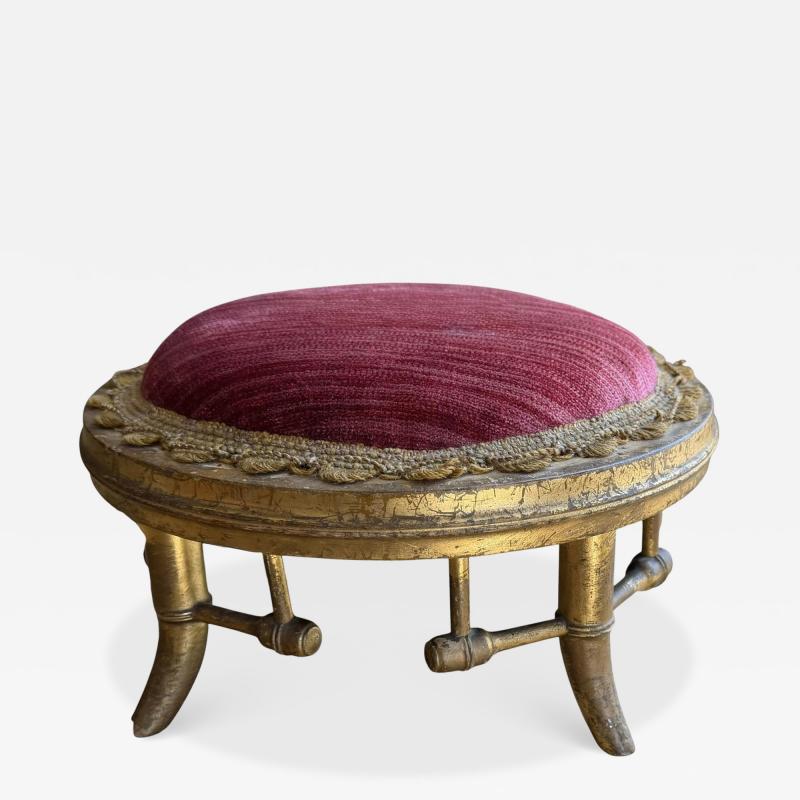 Antique Regency Style Faux Bamboo Petite Footstool