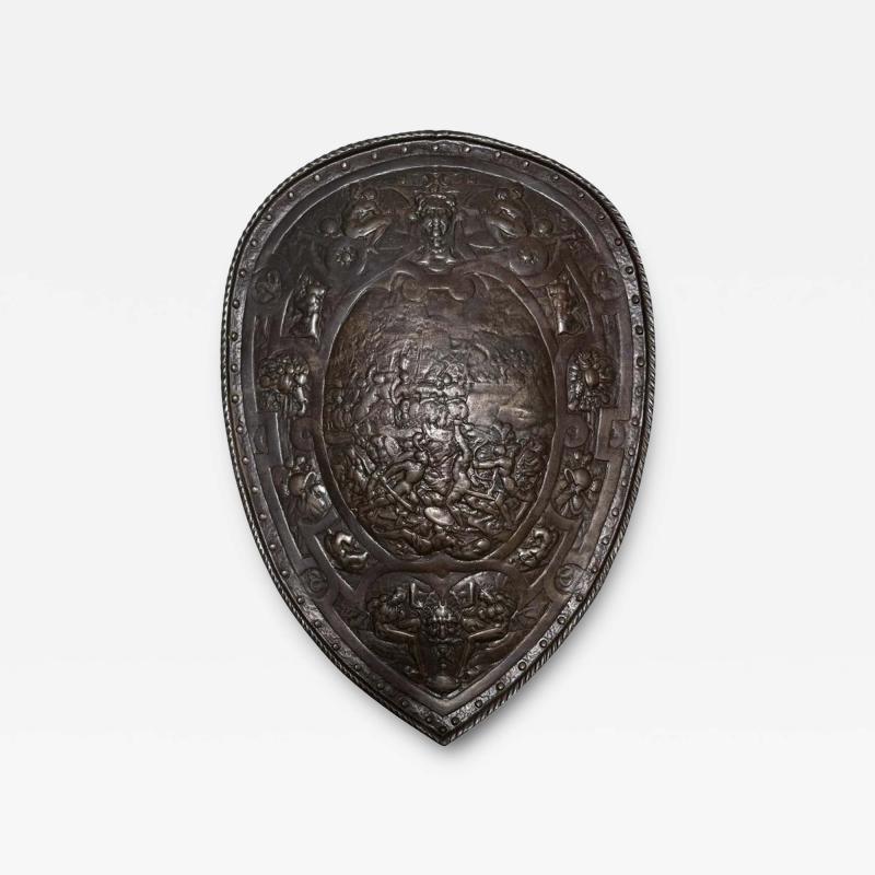 Antique Renaissance Style Relief Shield W Roman Soldiers