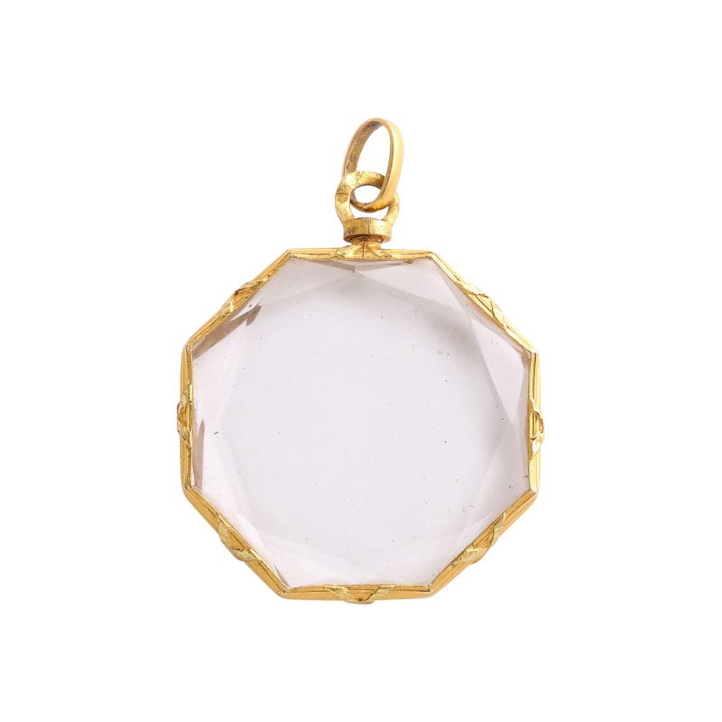 Antique Rock Crystal Gold Octagonal Pendant Locket