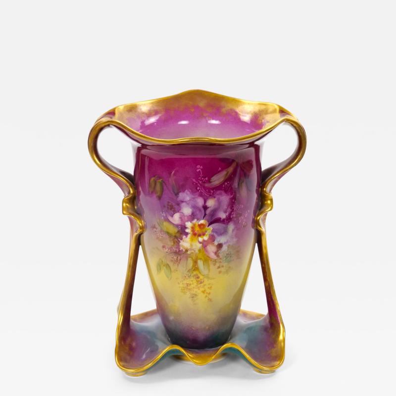 Antique Royal Bonn German Porcelain Hand Painted Gilt Floral Decorative Vases
