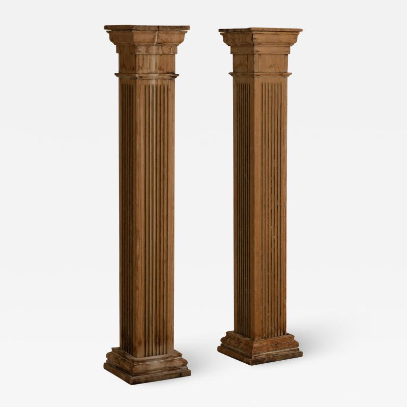 Antique Salvaged Architectural Wood Columns a Pair