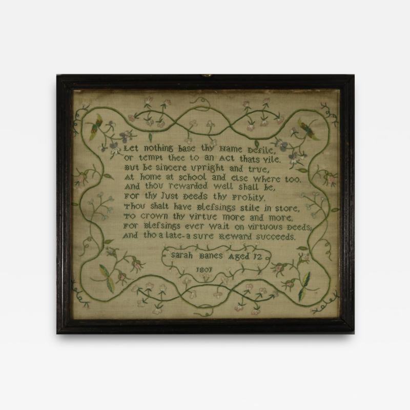 Antique Sampler 1801 by Sarah Banes