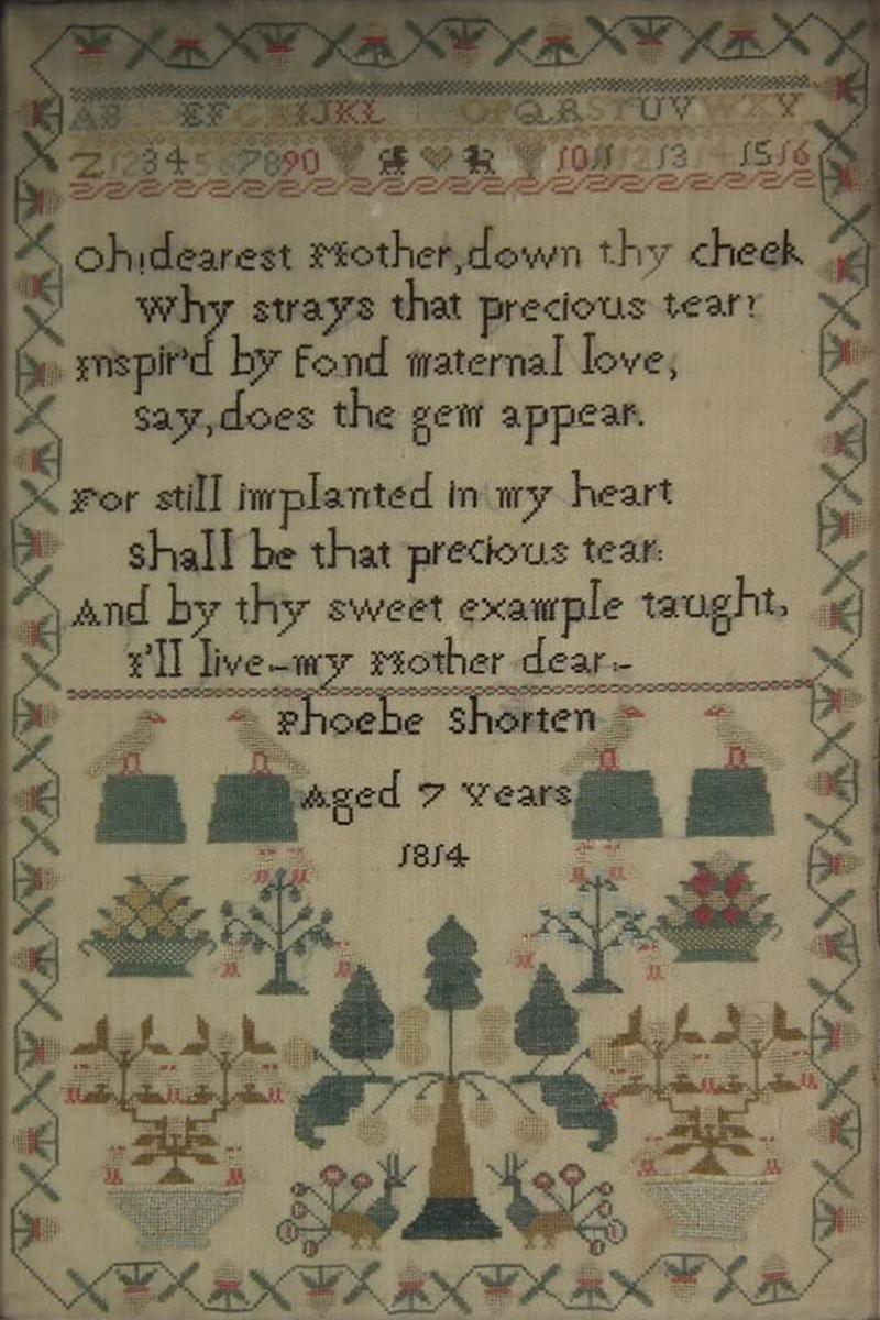 Antique Sampler 1814 by Phoebe Shorten Aged 7