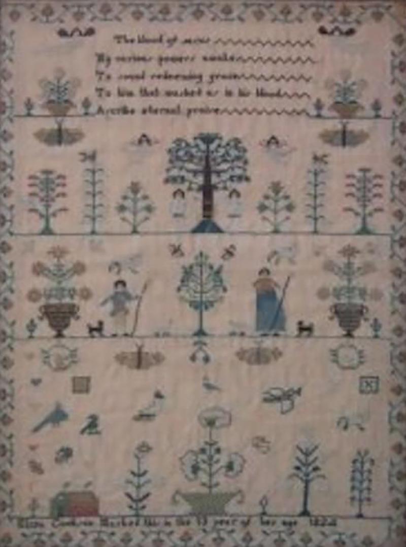 Antique Sampler 1824 Adam Eve Sampler by Eliza Cookson