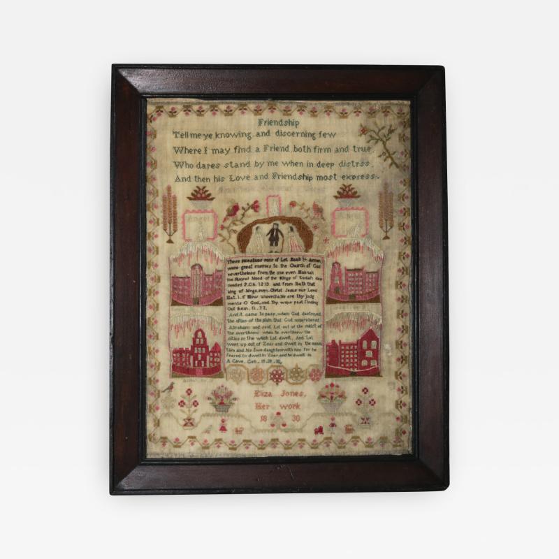 Antique Sampler 1830 by Eliza Jones Friendship