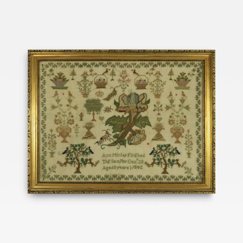 Antique Sampler 1842 by Ann Minter Aged 8 Years