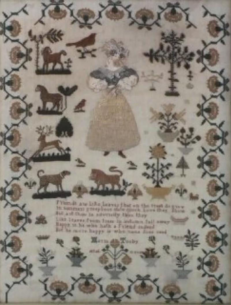 Antique Sampler by Maria Tooby c 1820