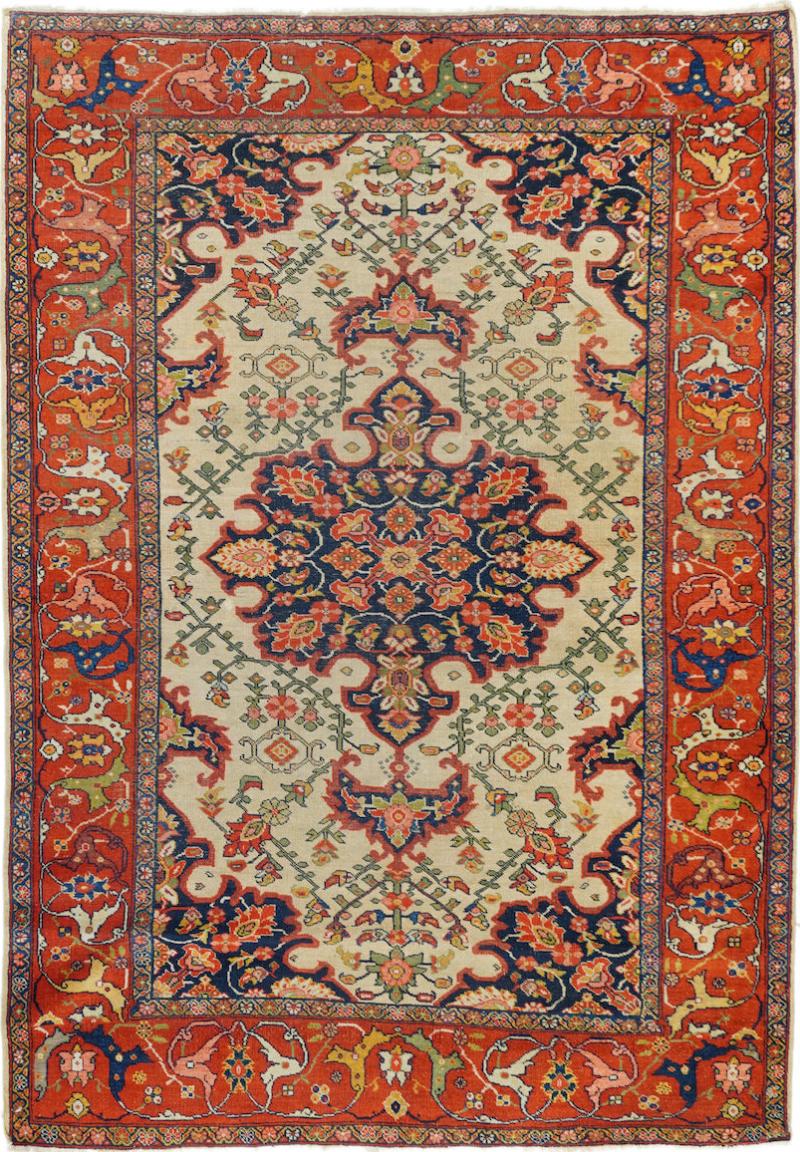 Antique Sarouk Rug 4 6 x 6 6 