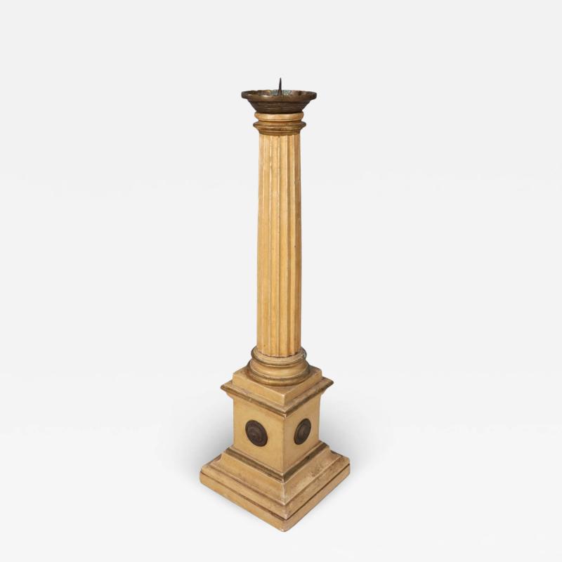 Antique Sculptural Wooden Church Candlestick 1860