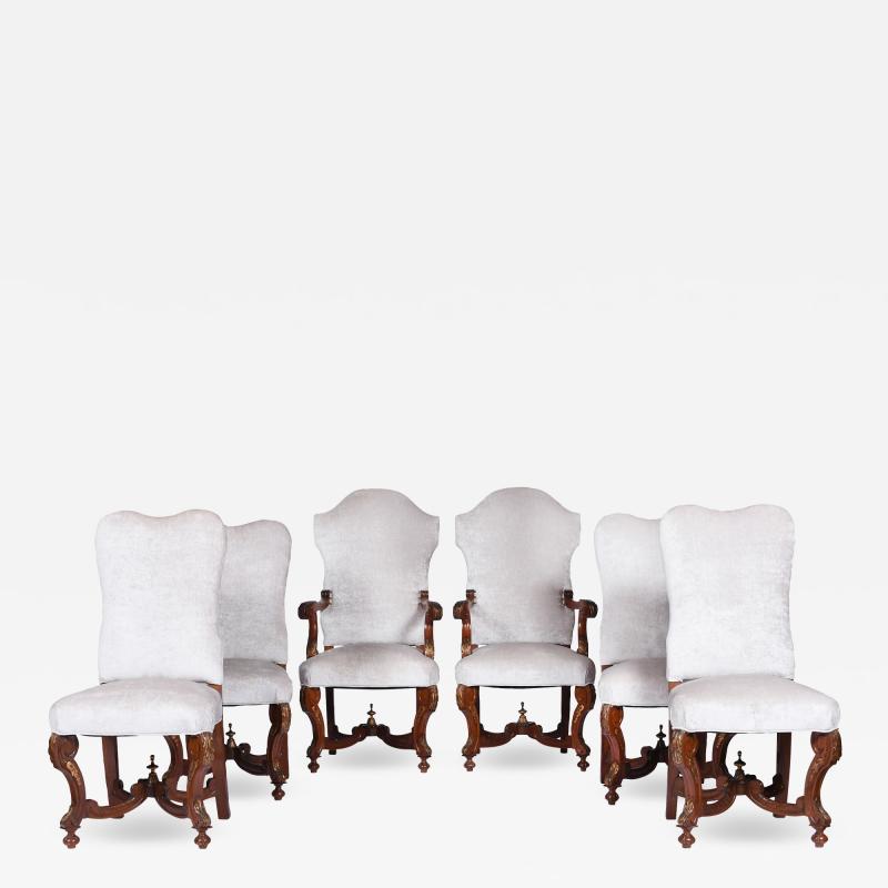 Antique Set of Six Upholstered Dining Chairs in Revival Style France 1920s