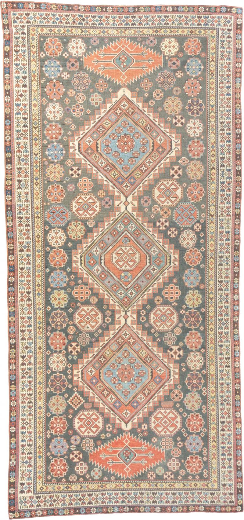 Antique Shirvan Rug 4 9 x 10 2 