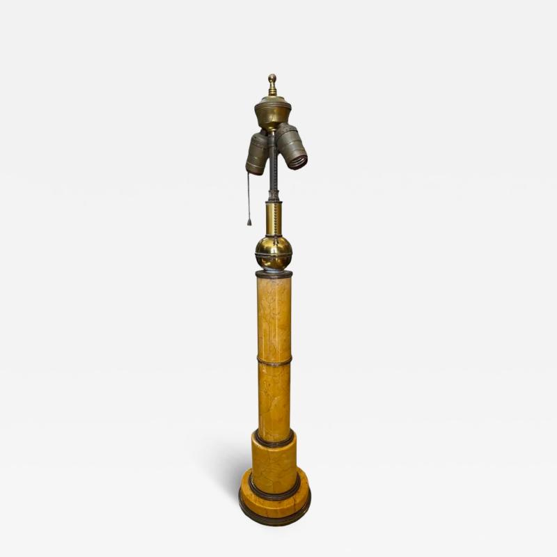 Antique Sienna Marble Column Form Table Lamp
