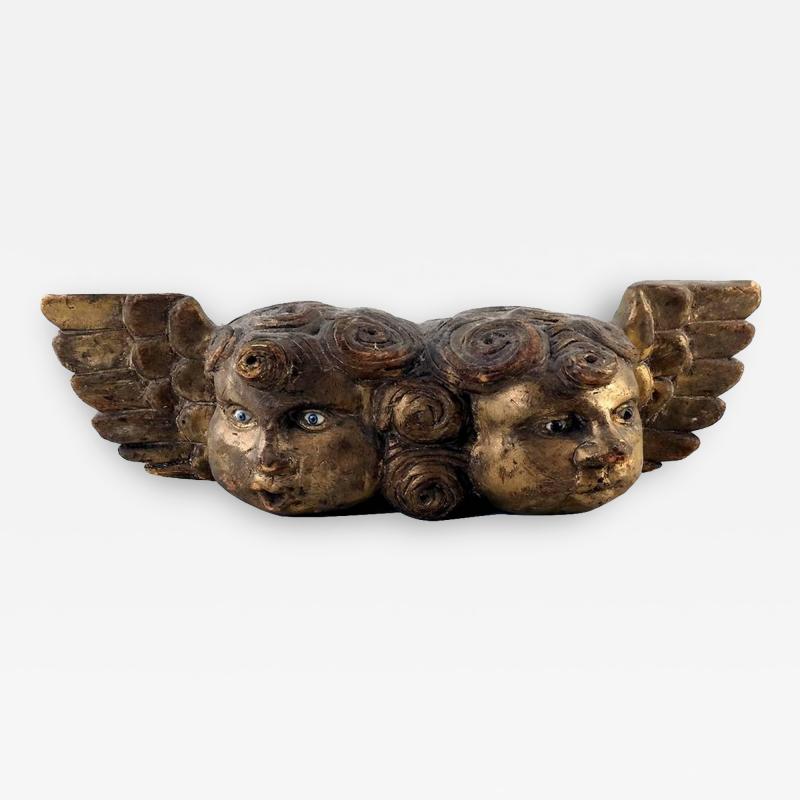 Antique Spanish Colonial Cupid Wall Sculpture