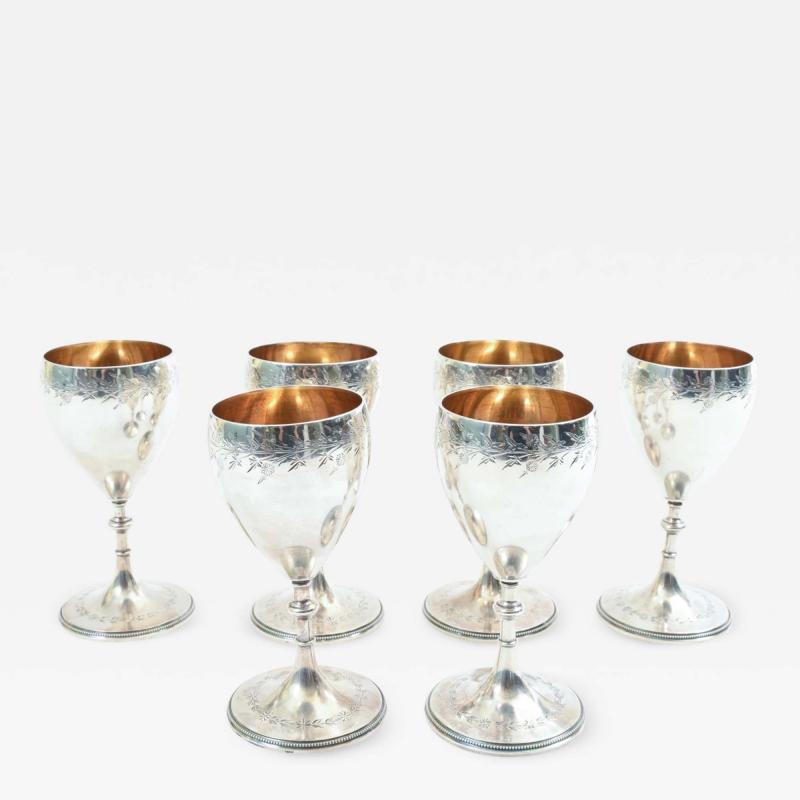 Antique Sterling Silver Set Six Barware Drinking Cups 