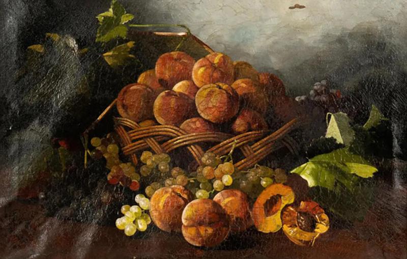 Antique Still Life Oil Painting of Fruit