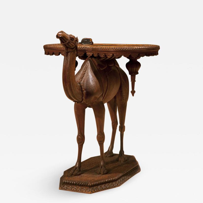 Antique Superbly Carved Walnut Wood Camel Table Circa 1880