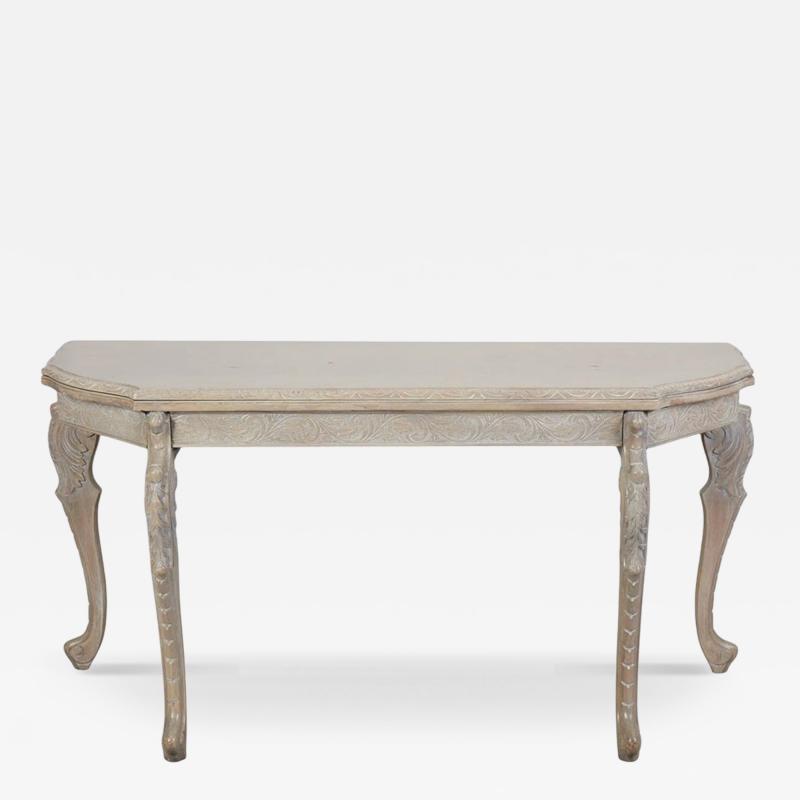 Antique Swedish Console Table W Silver Leaf Details