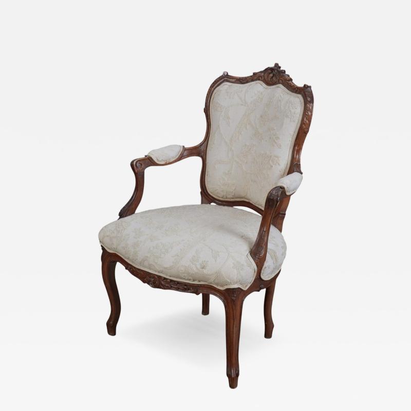 Antique Swedish Louis XV Style Beechwood Fauteuil Arm Chairs 1 of 2