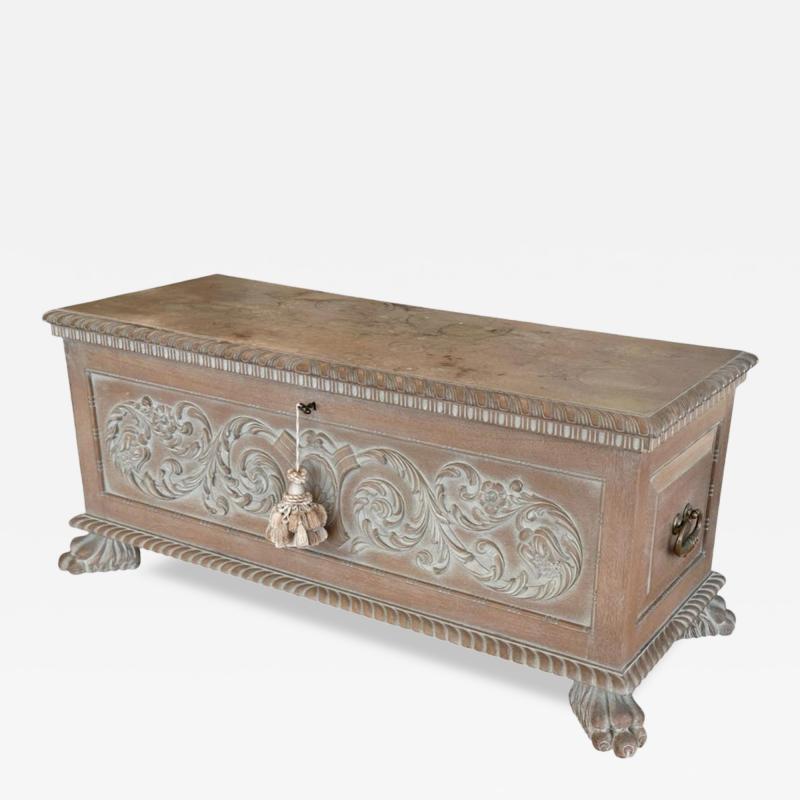 Antique Swedish Paw Foot Hope Chest Cedar Lined Trunk