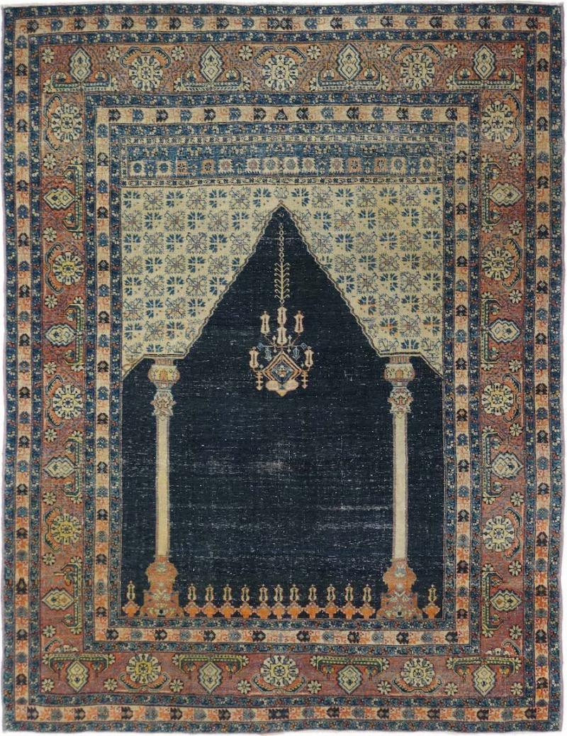 Antique Tabriz Rug 4 5 x 5 9 