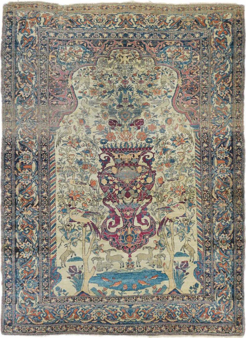 Antique Tehran Rug 4 4 x 6 4 