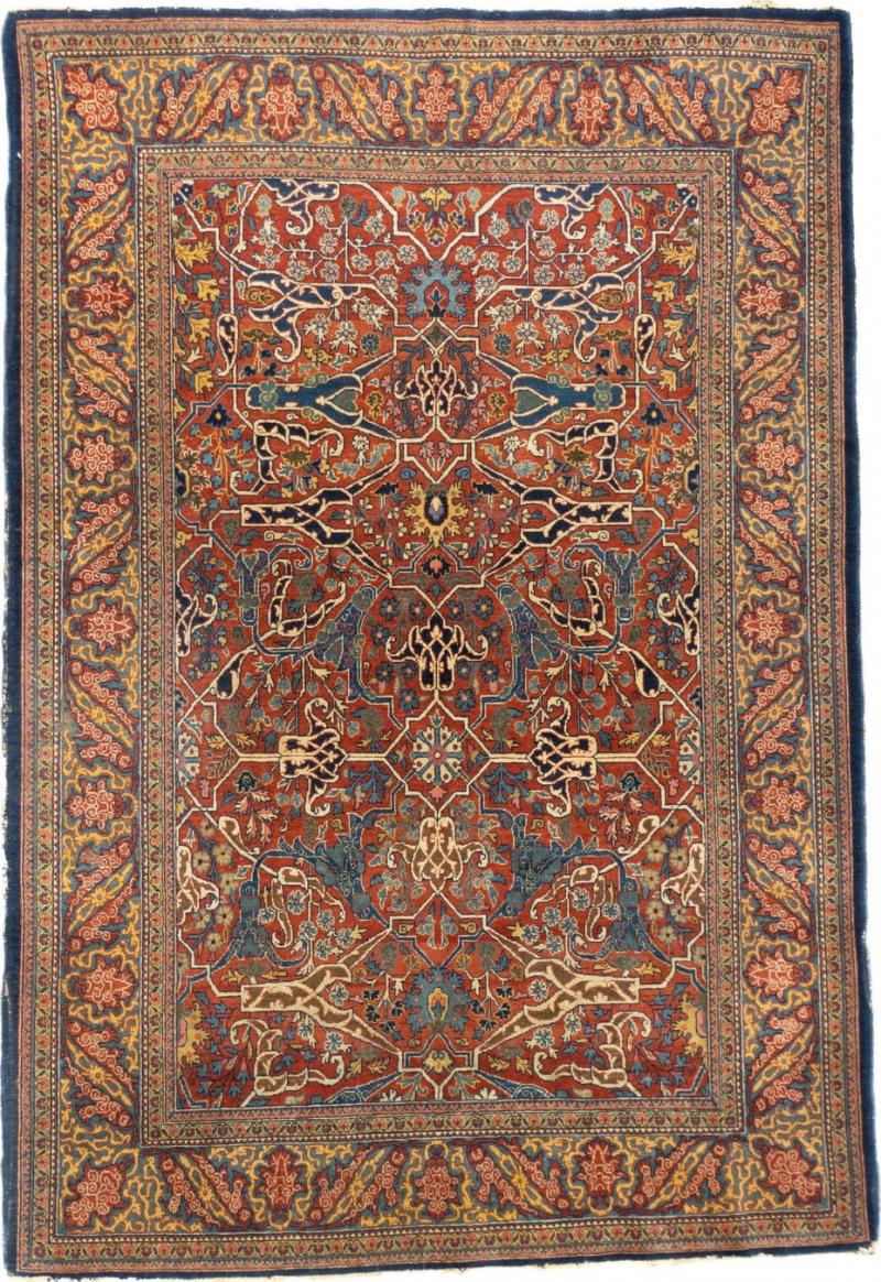 Antique Tehran Rug 4 7 x 6 10 
