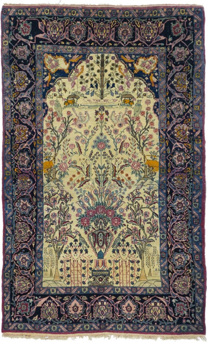 Antique Tehran Rug 44 x 70 