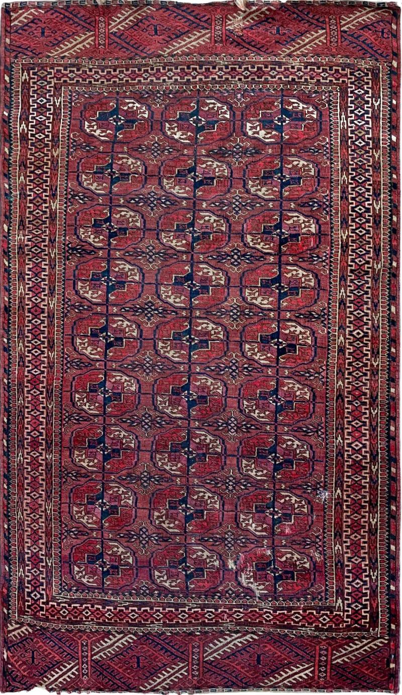 Antique Tekkeh Turkoman Engsi Hatchli 4 Seasons Rug AS IS