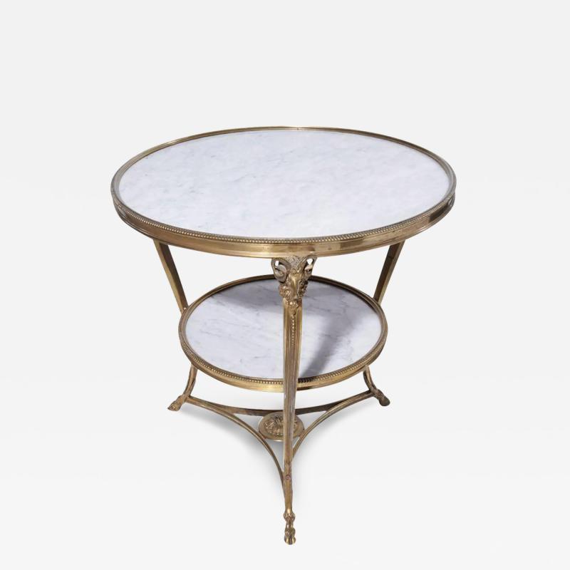 Antique Tete De Belier Gueridon Table With White Marble