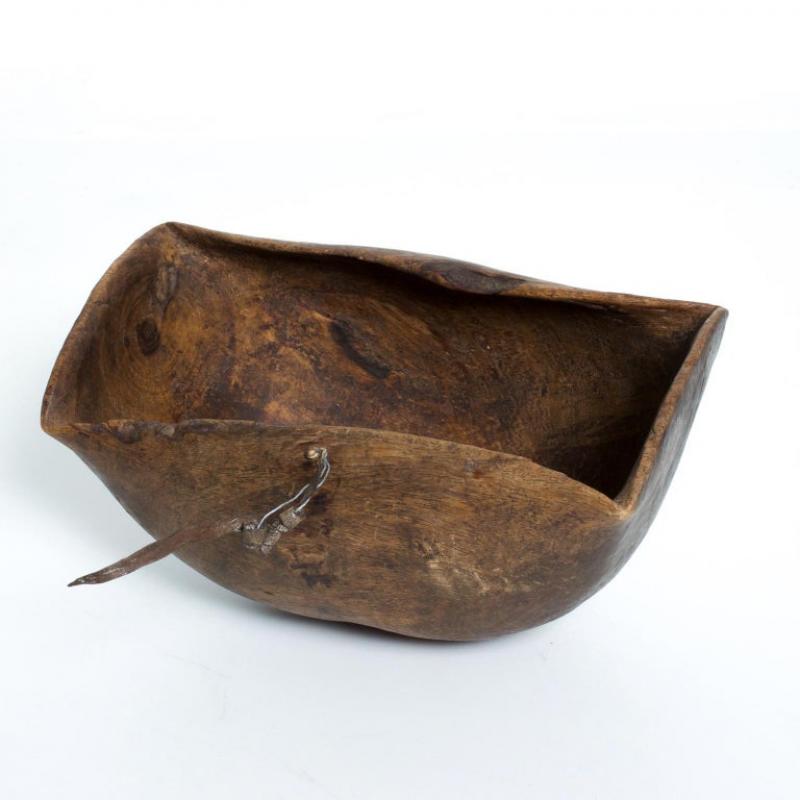 Antique Tribal Art Hand Carved Patinated African Wood Bowl Turkana KENYA
