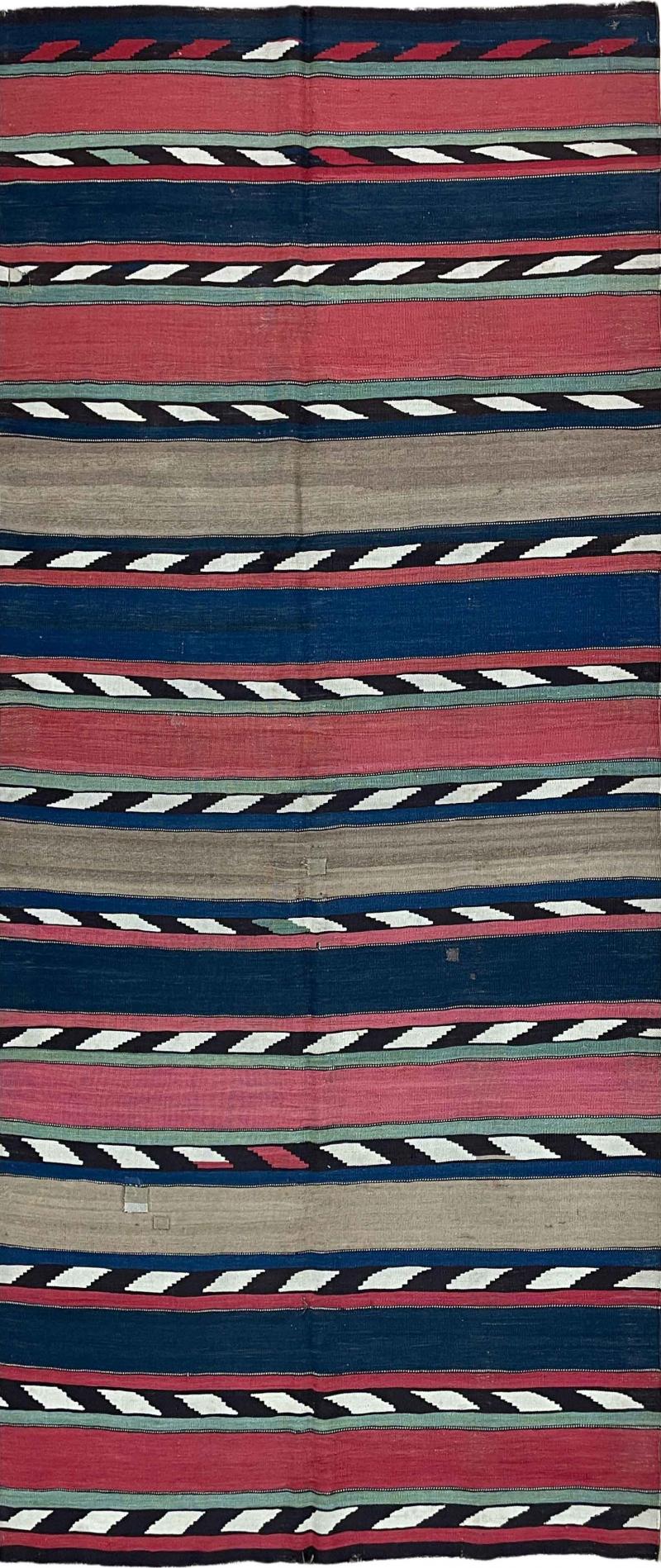 Antique Turkish Kilim Flat weave c 1900s AS IS